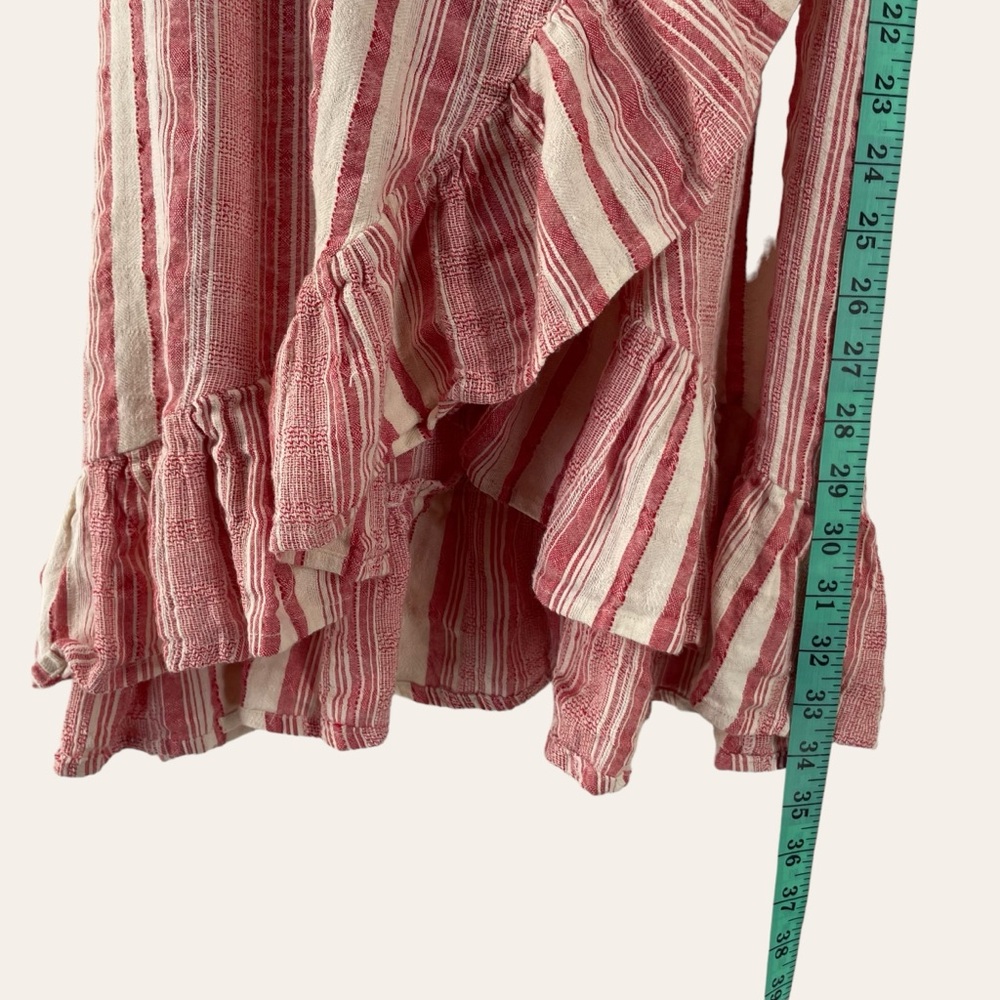 RAGA Red and Cream Striped Linen Wrap Dress - Picture 5 of 5
